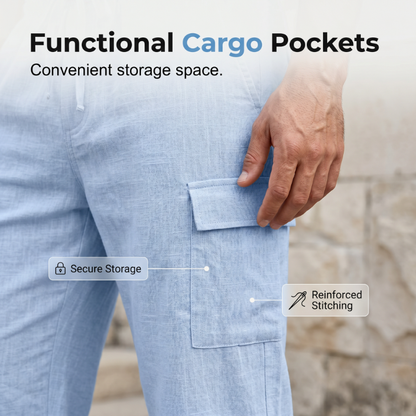 👕Men Summer Linen Set Loose Shirt and Cargo Shorts Two Piece Outfit