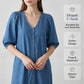 Women's V-Neck Single-Breasted Short-Sleeved Dress