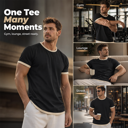 Men's Contrast Trim Crew Neck Tee