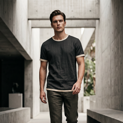 Men's Contrast Trim Crew Neck Tee