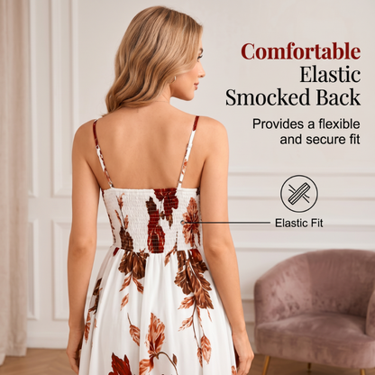 🌸 2026 Sale — Over 48,000 Sold! 💃 Women's Printed Spaghetti Strap Maxi Dress – Floral V-Neck Elegance ✨