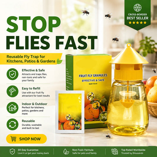 ❄️Summer Freshness 50% Discount!🌿Reusable Fly Trap with Attractant – Insecticide-Free Fruit Fly Catcher for Kitchen, Patio & Garden