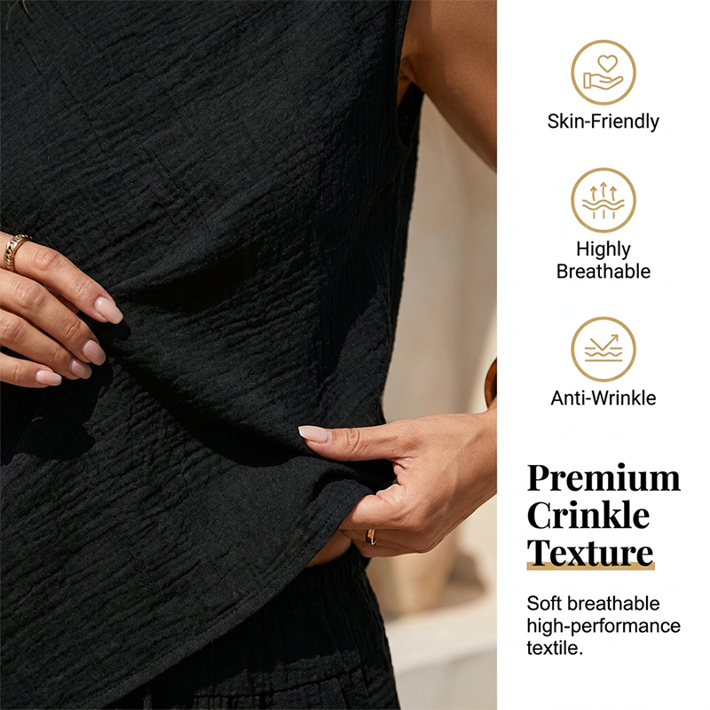 Women's Irregular Vest and Wide-Leg Pants Set