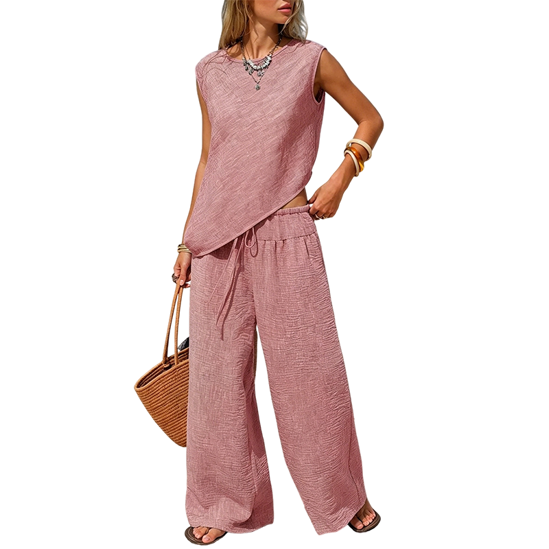 Women's Irregular Vest and Wide-Leg Pants Set