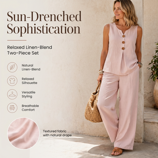 🌿Women's Sleeveless Button Top and Loose Pants Set