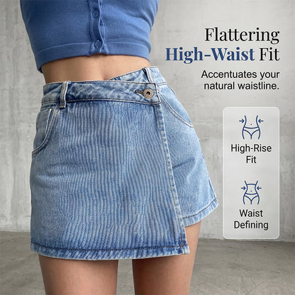 Women Summer High-waist Denim Skort
