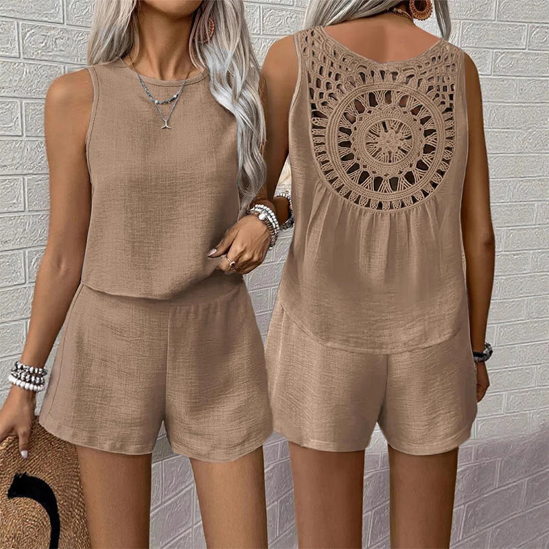 Women's Casual Sleeveless Top Shorts 2-Piece Set