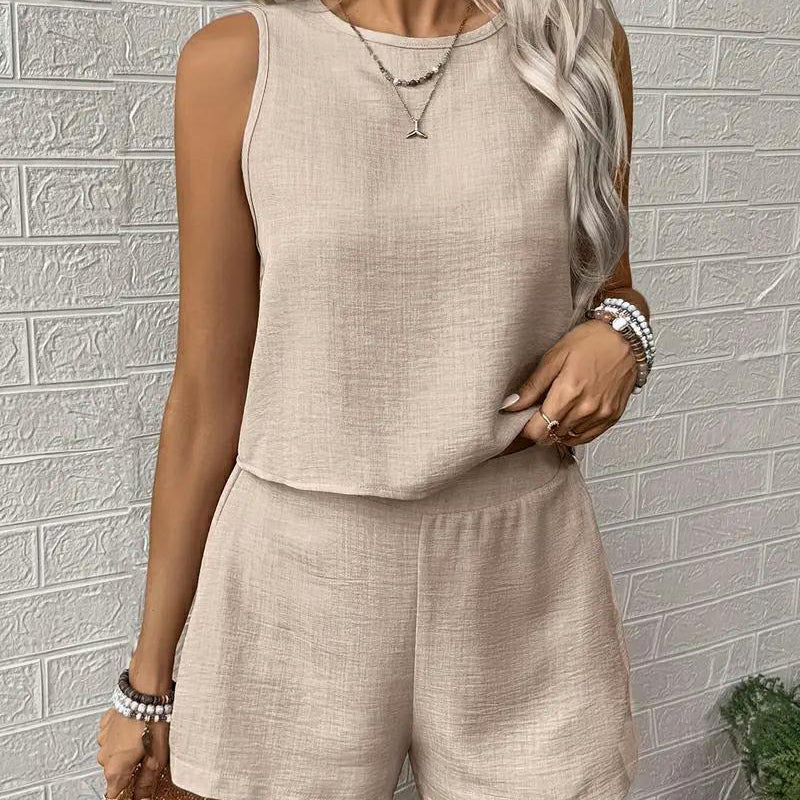 Women's Casual Sleeveless Top Shorts 2-Piece Set
