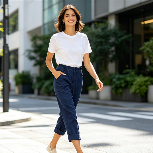 Women's Relaxed High-Waist Pants with Pockets