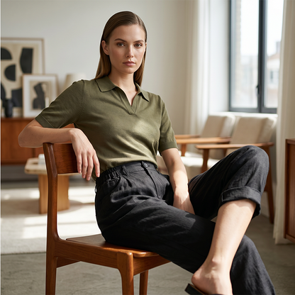 Women's Relaxed High-Waist Pants with Pockets
