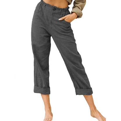 Women's Relaxed High-Waist Pants with Pockets
