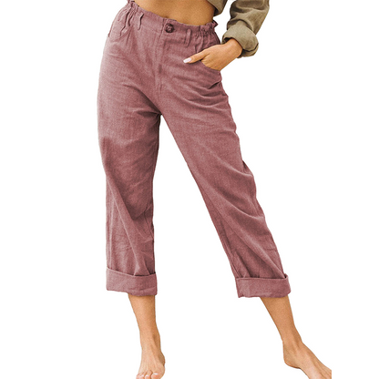 Women's Relaxed High-Waist Pants with Pockets