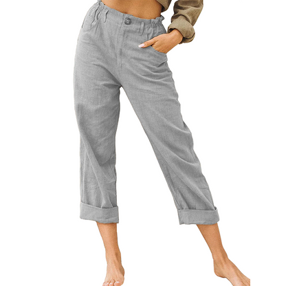 Women's Relaxed High-Waist Pants with Pockets