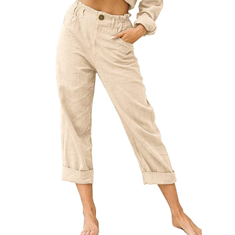 Women's Relaxed High-Waist Pants with Pockets