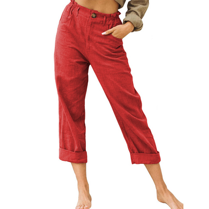 Women's Relaxed High-Waist Pants with Pockets