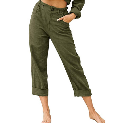 Women's Relaxed High-Waist Pants with Pockets