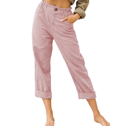 Women's Relaxed High-Waist Pants with Pockets
