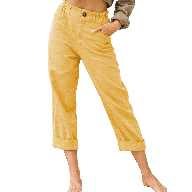 Women's Relaxed High-Waist Pants with Pockets