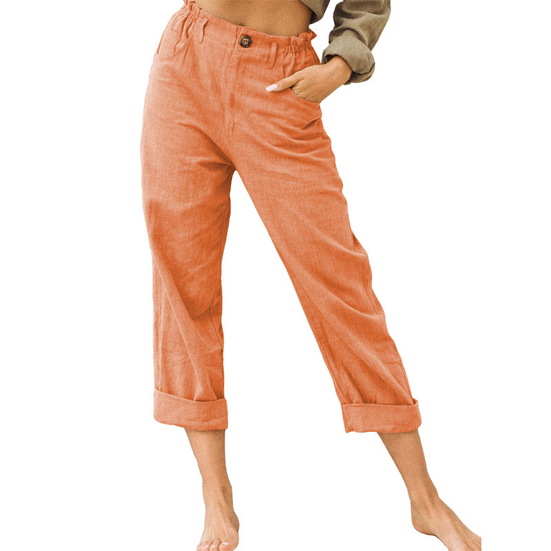 Women's Relaxed High-Waist Pants with Pockets