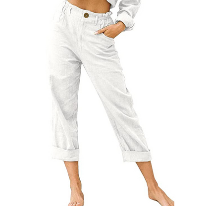 Women's Relaxed High-Waist Pants with Pockets
