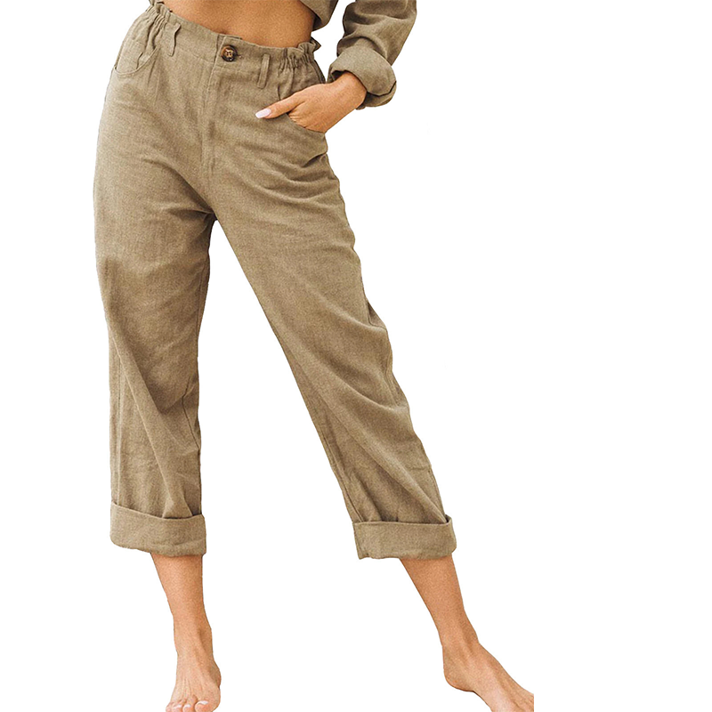 Women's Relaxed High-Waist Pants with Pockets