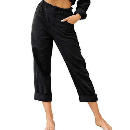 Women's Relaxed High-Waist Pants with Pockets