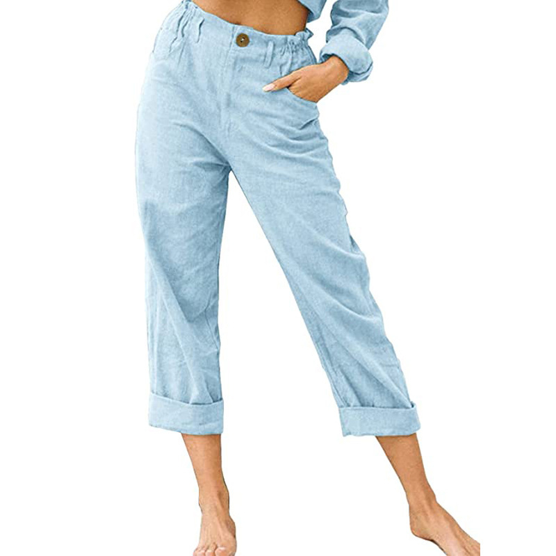 Women's Relaxed High-Waist Pants with Pockets
