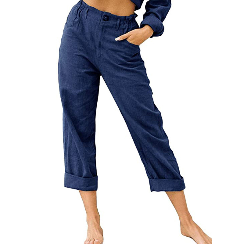 Women's Relaxed High-Waist Pants with Pockets