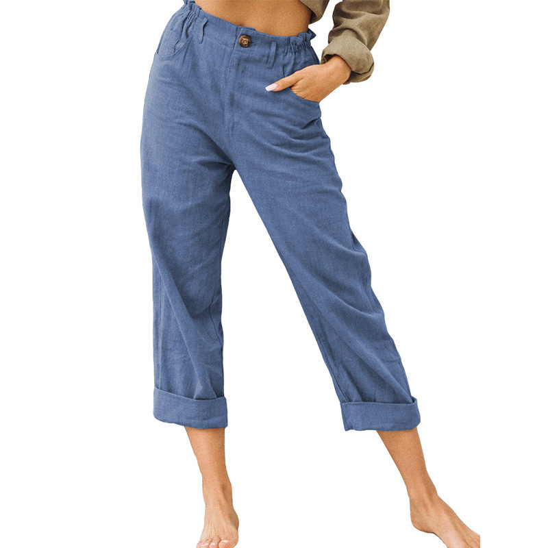 Women's Relaxed High-Waist Pants with Pockets
