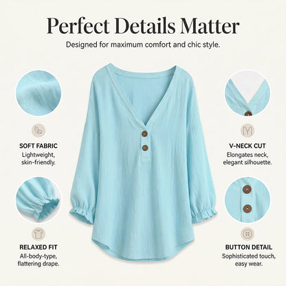 Women's Casual V-Neck 3/4 Sleeve Top