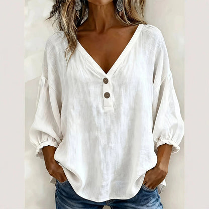 Women's Casual V-Neck 3/4 Sleeve Top