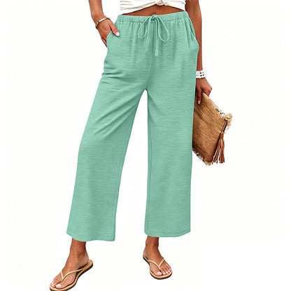 Women's Casual Wide-Leg Drawstring Pants