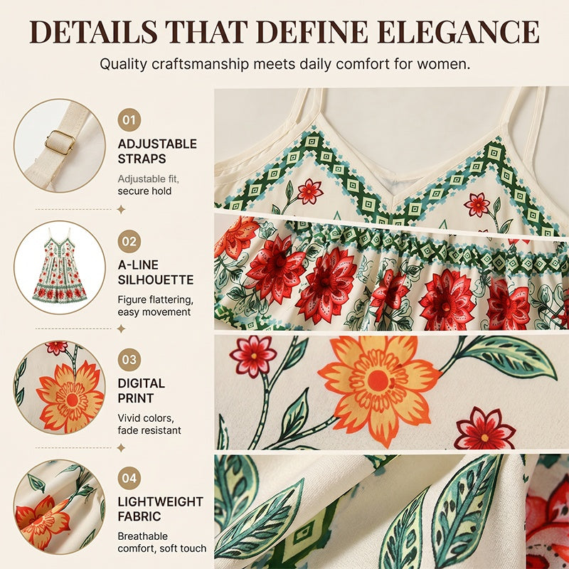 ⌛Limited-Time Offer-Women's Floral Print Sleeveless Slip Dress