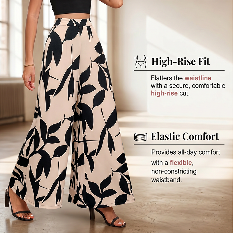 Women's Printed High-Waisted Wide-Leg Pants