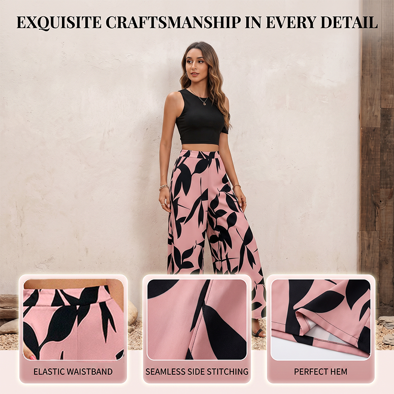 Women's Printed High-Waisted Wide-Leg Pants