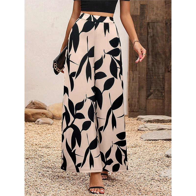 Women's Printed High-Waisted Wide-Leg Pants