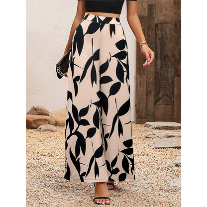 Women's Printed High-Waisted Wide-Leg Pants