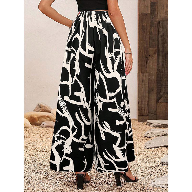 Women's Printed High-Waisted Wide-Leg Pants