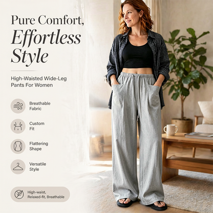 Women's High-Waisted Wide-Leg Drawstring Pants