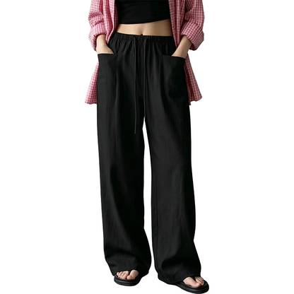 Women's High-Waisted Wide-Leg Drawstring Pants