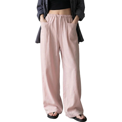 Women's High-Waisted Wide-Leg Drawstring Pants