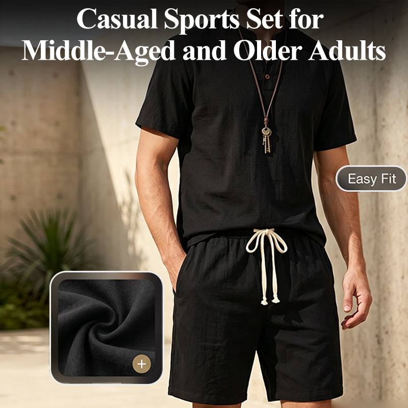 🔥50% OFF NOW🌬️ Men's Breathable Summer Lounge Set‑Soft Short‑Sleeve Top & Shorts Outfit for Daily Relaxation