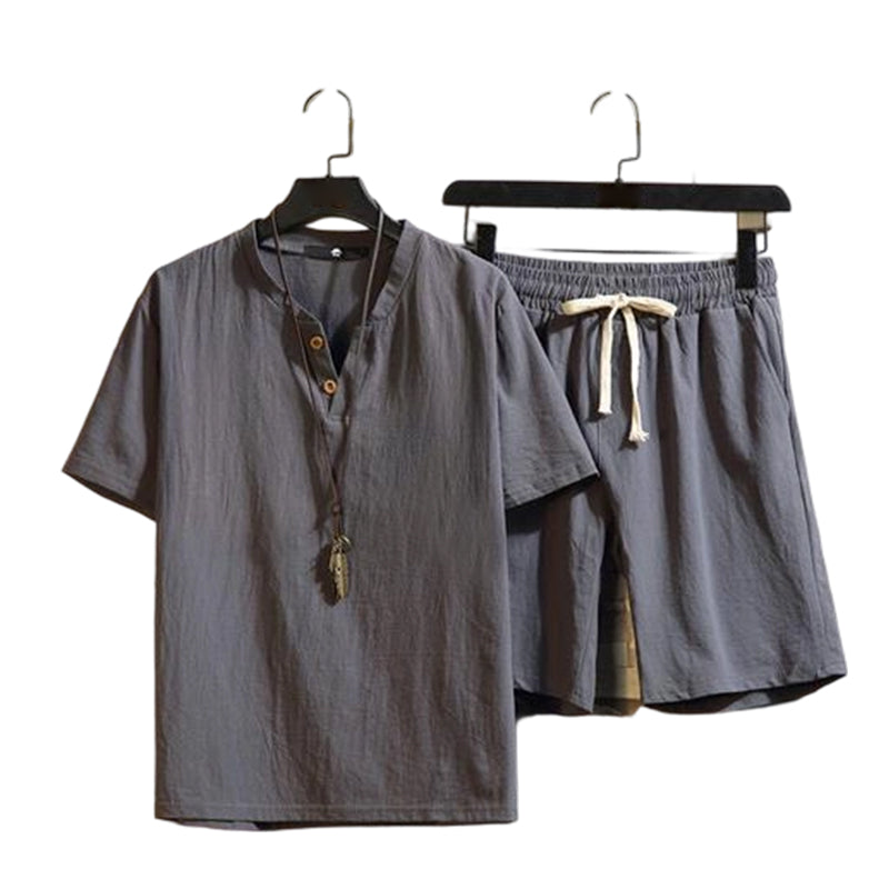 🔥50% OFF NOW🌬️ Men's Breathable Summer Lounge Set‑Soft Short‑Sleeve Top & Shorts Outfit for Daily Relaxation