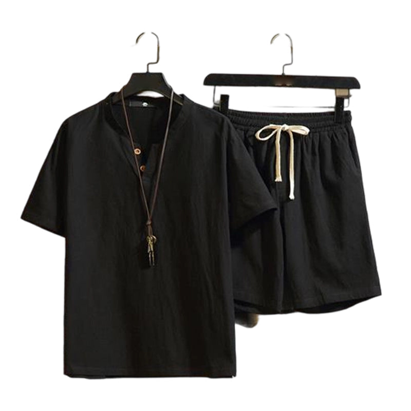 🔥50% OFF NOW🌬️ Men's Breathable Summer Lounge Set‑Soft Short‑Sleeve Top & Shorts Outfit for Daily Relaxation