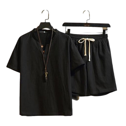 🔥50% OFF NOW🌬️ Men's Breathable Summer Lounge Set‑Soft Short‑Sleeve Top & Shorts Outfit for Daily Relaxation