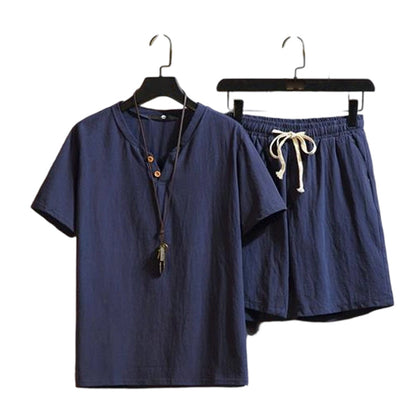 🔥50% OFF NOW🌬️ Men's Breathable Summer Lounge Set‑Soft Short‑Sleeve Top & Shorts Outfit for Daily Relaxation
