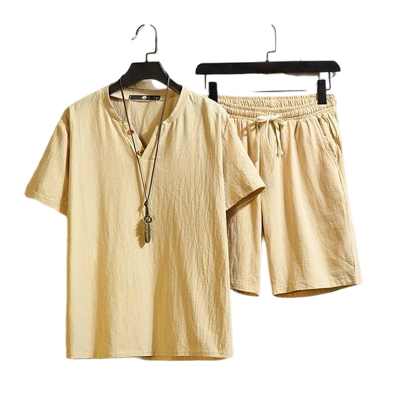 🔥50% OFF NOW🌬️ Men's Breathable Summer Lounge Set‑Soft Short‑Sleeve Top & Shorts Outfit for Daily Relaxation