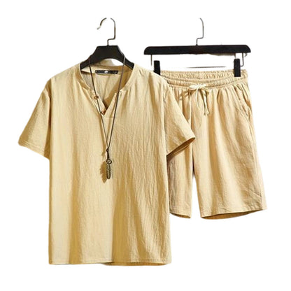 🔥50% OFF NOW🌬️ Men's Breathable Summer Lounge Set‑Soft Short‑Sleeve Top & Shorts Outfit for Daily Relaxation