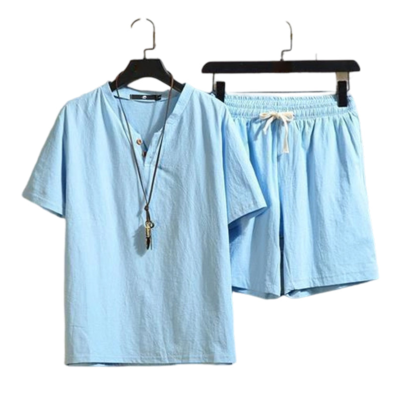🔥50% OFF NOW🌬️ Men's Breathable Summer Lounge Set‑Soft Short‑Sleeve Top & Shorts Outfit for Daily Relaxation