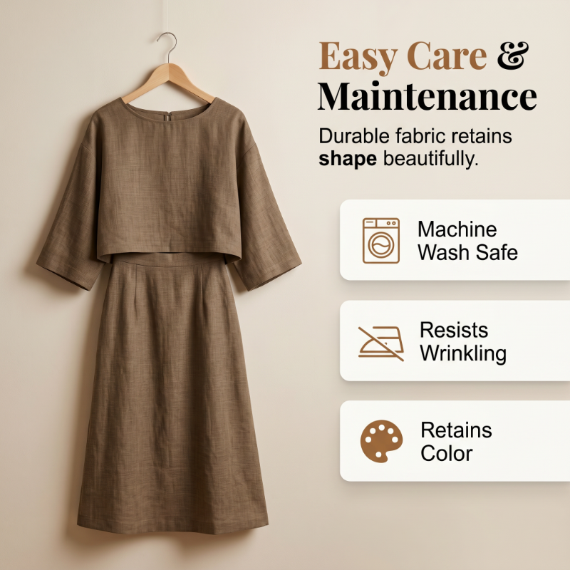 Women Elegant Two Piece Outfit Long Skirt Set with Three Quarter Sleeve Top